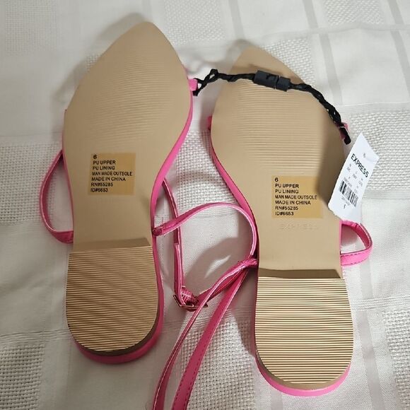 Express Pink and Gold Women's Sandals - Picture 4 of 16
